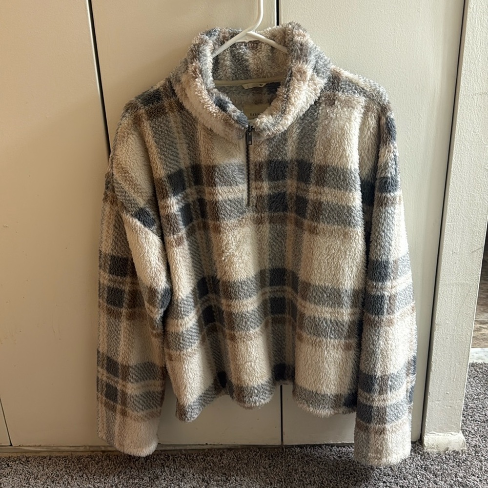 Fluffy Plaid Quarter Zip